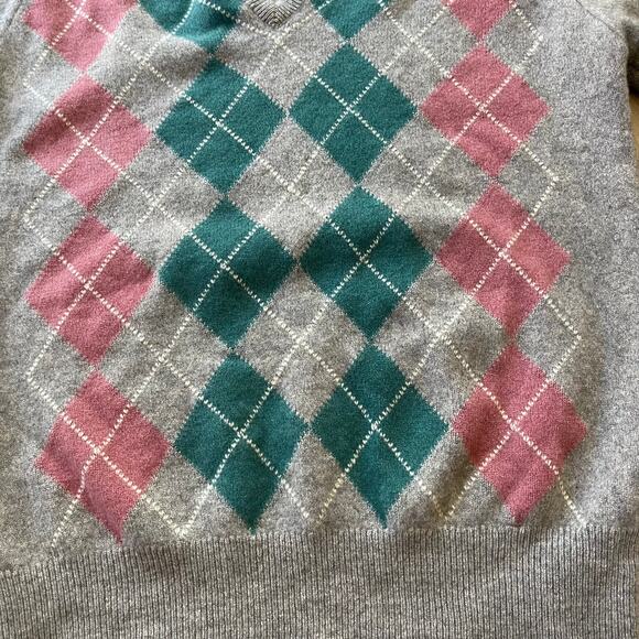 Vintage Alan Paine Women 100% Cashmere Sweater Sz 38 Argyle V-Neck Grey Englandd - Picture 9 of 9